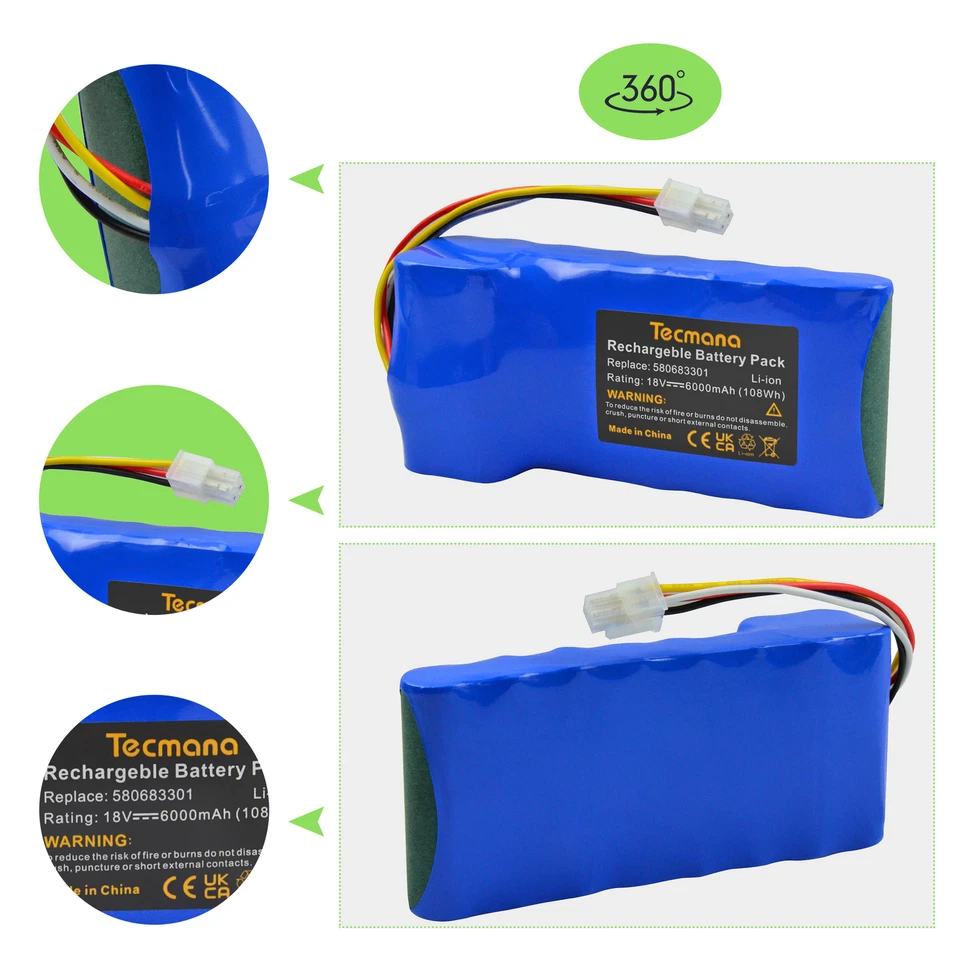 18V 6,0AH Li-ion Akku für Husqvarna Automower 580683301 320 330x 420 430 520 550