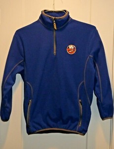 Antigua Boys Blue & Gray Ny Islanders Zip Pullover Fleece Jacket Sz L (10-12)
