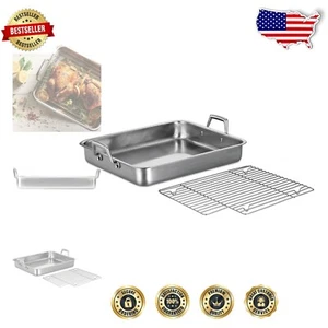 Durable 16.5-Inch Roasting Pan with Riveted Handles – Perfect for Holiday Feasts - Picture 1 of 8