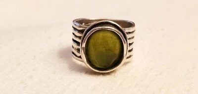 Anillo Vintage Silpada 'Daintree' Plata de Ley 925 Ovalado Piedra Verde Talla 5.5-6 Foto 1 de 4