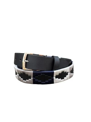 EQUIPRIDE UNISEX ARGENTINISCHER POLOGÜRTEL HOCHWERTIGES LEDER MARINEBLAU/BEIGE/BABYBLAU