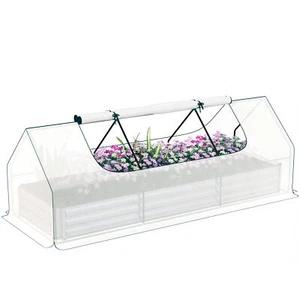 8.6x3ft Galvanized Raised Garden Bed with Mini Greenhouse Cover Zippered Doors - Picture 1 of 11