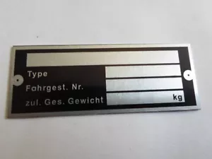 Typenschild neutrales Motorad blanco oldtimer Blanko schild s87 - Bild 1 von 1