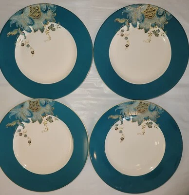 Conjunto de pratos de jantar 4ct 222 Fifth Eliza azul-petróleo porcelana fina 10 7/8” azul-petróleo - Imagem 1 de 4