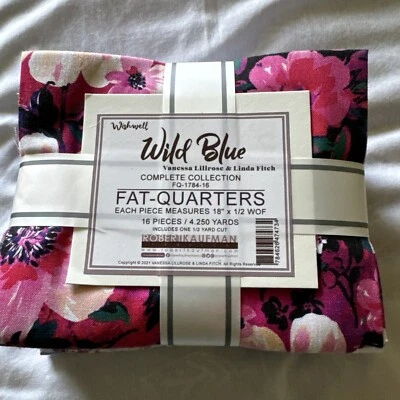 WILD BLUE Fat Quarter Bundle (16) Wishwell Fabric Robert Kaufman Complete NEW - Image 1 of 4