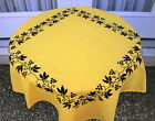 Austrian/Hungarian Embroidered Tablecloth Table Topper Black/Yellow 34” NWOT