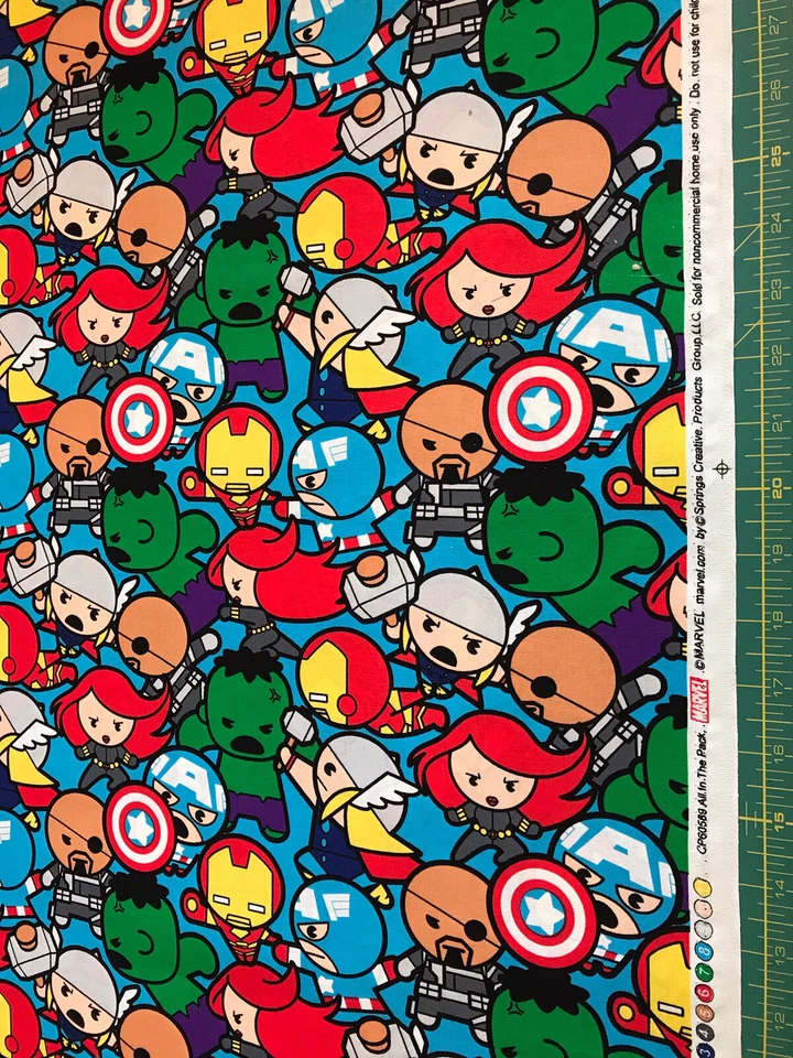 Kawaii Avengers Super Hero Marvel tela 100% algodón vendida por yarda #865 Foto 1 de 1