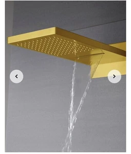 Polished Gold 22 Inch Rainfall Waterfall Shower Head 3 Way Thermostatic Shower  - Bild 1 von 4