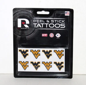 Pegatinas de tatuajes pelar y pegar de fútbol americano universitario West Virginia Mountaineers - Imagen 1 de 6