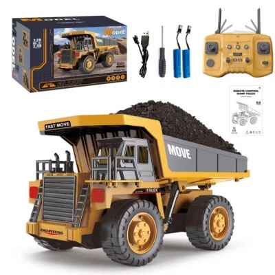 716 RC Dump Truck  Metal Bed & Light Construction Vehicle Truck with 2 Battery - Image 1 of 4