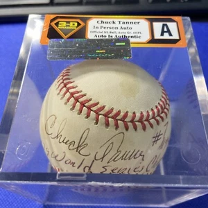 CHUCK TANNER AUTOGRAPHED BASEBALL!  Pirates, White Sox, Braves! W/COA 3D Grading - Picture 1 of 5