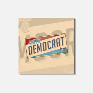 Posavasos de madera cuadrados retro Vote Democrat de 4"" X 4"" - Imagen 1 de 3