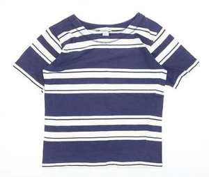 Camiseta básica de pomelousse para mujer a rayas azules 100 % algodón talla 10 cuello redondo - Imagen 1 de 12