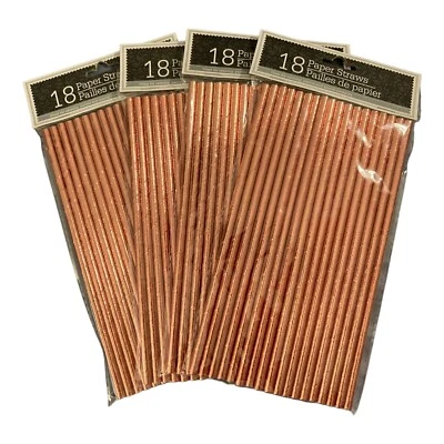 72 pajitas de papel oro rosa suministros de fiesta desechables biodegradables artesanías metálicas Foto 1 de 4