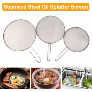 25-33cmCM Stainless Steel Splatter Screen Oil Splash Guard Cover Frying Pan Mesh - Picture 1 of 11