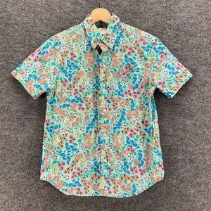 New Crewcuts Shirt Boys 12 Blue Floral Button Up Collared Short Sleeve Cotton - Picture 1 of 6