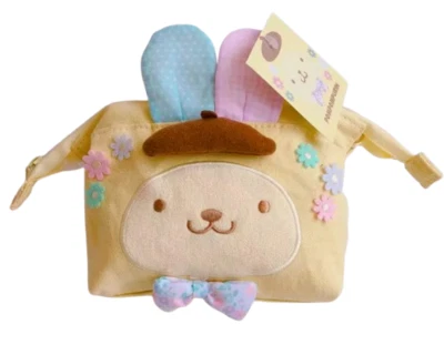 Nova Bolsa de Maquiagem Cosmética SANRIO Pompompurin Amarela Flor 3D Viagem - Imagem 1 de 4
