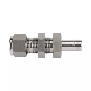FITOK 316 SS Bulkhead Adapter 1/4" Tube OD x 1/4" Tube Stub, SS-BR-FL4-FT4 - Picture 1 of 4
