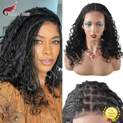 Hand Braided Cornrow Women Wig Lace Front Lightweight Glueless Synthetic Wavy US - Image 1 of 4