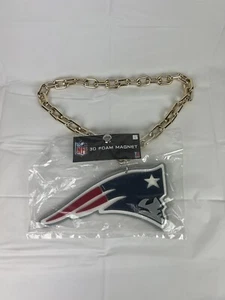 Fanfave New England Patriots 3D Foam Magnet Necklace - Gold Chain - Picture 1 of 2