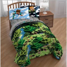 Minecraft Builders Boys Full Comforter & Sheet Set (5 Piece Bed in A Bag)