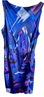  RICKIE FREEMAN for Teri Jon Pure Silk 连衣裙 8 码抽象印花  — 第 1/4 张图片