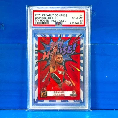 Damian Lillard 2020 Panini Clearly Donruss My House Holo Gold SSP/5 PSA 10 Foto 1 de 3