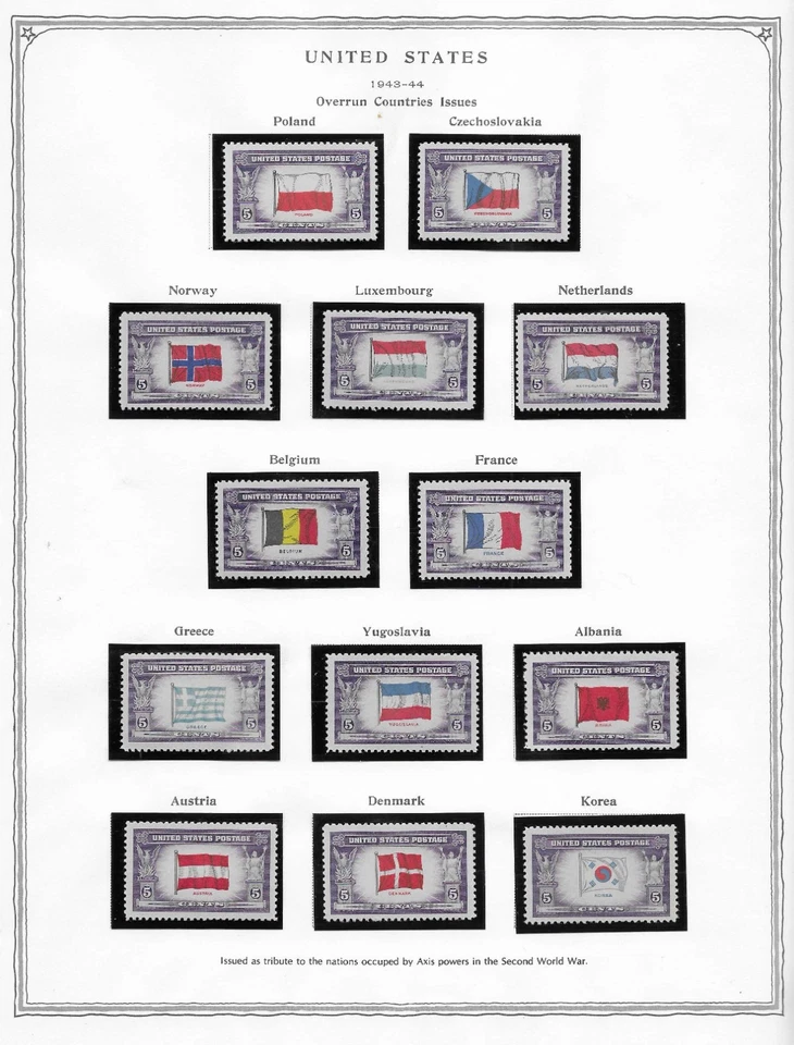 1943 WWII Overrun Countries Full Set SC#909-921 MINT NH - Image 1 of 1