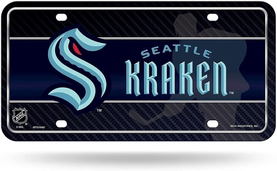 Seattle Kraken Metal Auto Tag License Plate, Logo Design, 6x12 Inch - Image 1 of 1