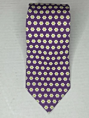 MEN'S PAUL STUART MADE IN ITALY PURPLE MULTI COLORED FLORAL TIE 3.5" x 61" - Image 1 of 4