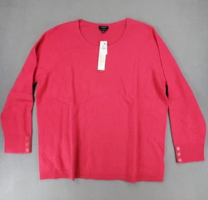 Maglione Talbots 100% cashmere più 2Xp rosa manica lunga bottoni girocollo nuovo - Foto 1 di 5