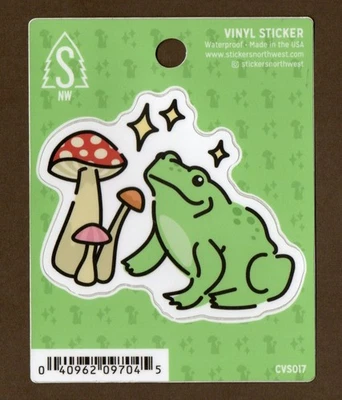 Frog & Mushroom Vinyl Sticker Decal, Waterproof, 3.25" - Image 1 of 3