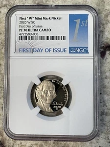2020 W 5C PROOF JEFFERSON NICKEL NGC PF70 UC FIRST DAY OF ISSUE - Picture 1 of 2