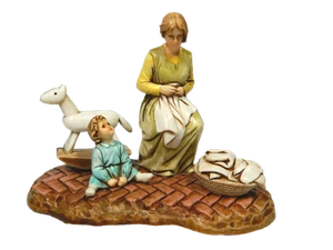Scena Domestica Landi Moranduzzo Cm 10 Gruppo Mamma con Bimbo Pastori Presepe - Bild 1 von 2