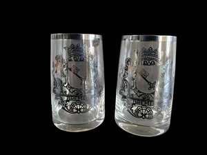 Vintage 2 Stück Bierglas Souvenir Bremen - Platin / Silber Rand - 11 cm - Bild 1 von 3
