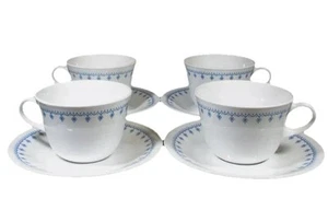 Corning Corelle Livingware SNOWFLAKE BLUE GARLAND (4) Tea Cup & Saucer Sets USA - Picture 1 of 1