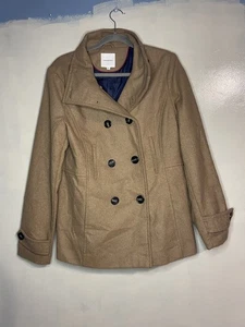 NWOT Thread & supply wool blend pea coat size XL double breasted tan preppy - Picture 1 of 11