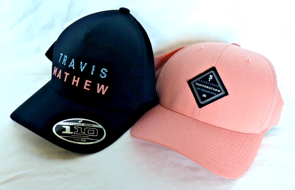 NOVO Chapéu Travis Matthew por 110 FlexFit Tech (MSRP: US$ 40), Escolha Azul ou Rosa - Imagem 1 de 4