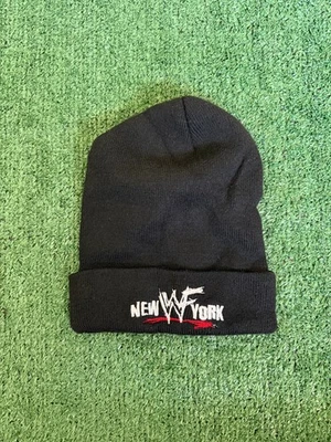 Vintage WWF New York Beanie Tobagan Black Pre Owned Cool Embroidered Logo - Image 1 of 4