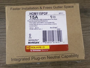 Nuevo Square D HOM115PDF Homeline, 15A, 1P, 120V~ GFCI, Disyuntor S6 - Imagen 1 de 4