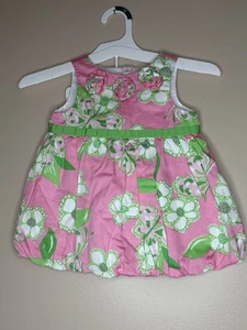 12-18M Lilly Pulitzer Bubble Dress And Bloomers Two Piece Set Pink Green Floral - Picture 1 of 3