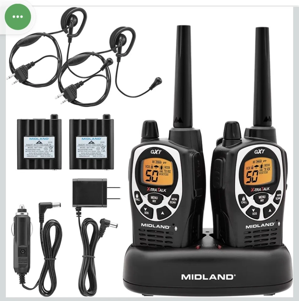 Midland GXT 1000VP4 GMRS 2-way Radio 50 Channels Long Range 142 Privacy Codes - Image 1 of 4