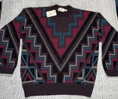 NWT Vtg London Fog 3XL 80s 90s Geometric Aztec Grandpa Knit Sweater - Image 1 of 4