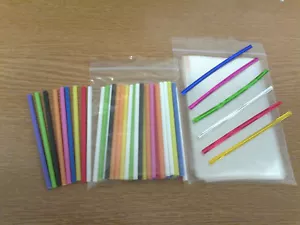 50 x 114 mm KUNSTSTOFF FARBIG LUTSCHER STICK CAKE POP KIT WAHL DER DREHKRAWATTE - Bild 1 von 8