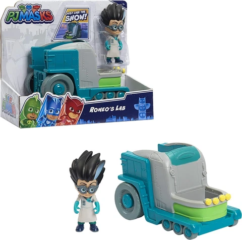 Just Play PJ Masks 2-Piece 6'' Turbo Blast Vehicle & 4'' Romeo's Lab Toy Figure Cover
