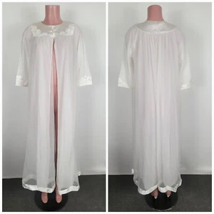Vintage 60s Gossard Artemis White Flowy Chiffon Peignoir Robe Size Small - Picture 1 of 14