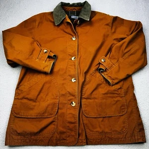 LANDS END Coat Womens 1X 16W-18W Brown Lined Regular Fit Chore Barn Coat Outdoor - Picture 1 of 15