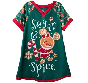 Disney Store Pajama Dress 5 6 Gingerbread Minnie Mickey Mouse Christmas Holiday - Picture 1 of 5