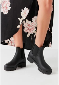 Jeffrey Campbell Cloudy Black Matte Chelsea Platform Waterproof Rain Boot 11 - Picture 1 of 9