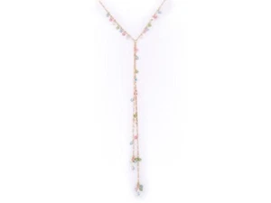 Mehrfarbige Kristall Y HALSKETTE Grün Y Form Gelbgold Vergoldet Neclace - Bild 1 von 1